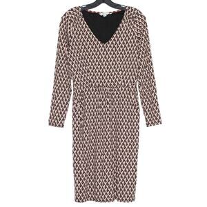 Boden Dress Stretch Jersey Black Pink Size 6 Long Tall Office Smart Casual Work